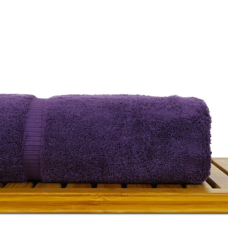 BC BARE COTTON Luxury Hotel & Spa Collection Highly Absorbent, Quick Dry 100% Turkish Cotton 700 GSM, Eco Friendly Towel, for Bathroom Dobby Border Soft Bath Towel Set 27 X 54 -Plum, Bath Towels - Set of 4 - Image 5